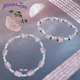 BRACELETS 18 cm en PIERRE de LUNE et QUARTZ ROSE faits main - Atmos-Zen