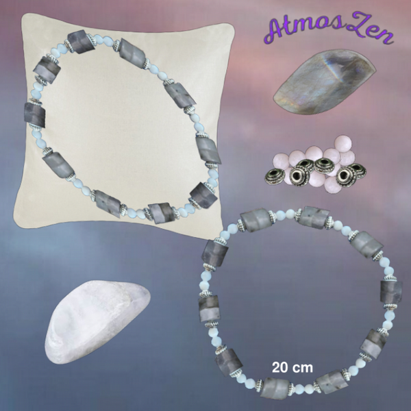 BRACELETS 20 cm en PIERRE de LUNE et LABRADORITE faits main - Atmos-Zen