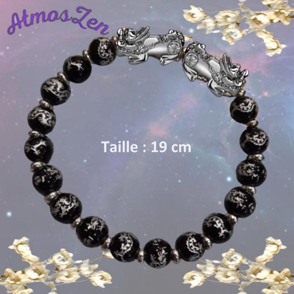 BRACELET OBSIDIENNE PIXIU vs DRAGON fait main - Atmos-Zen