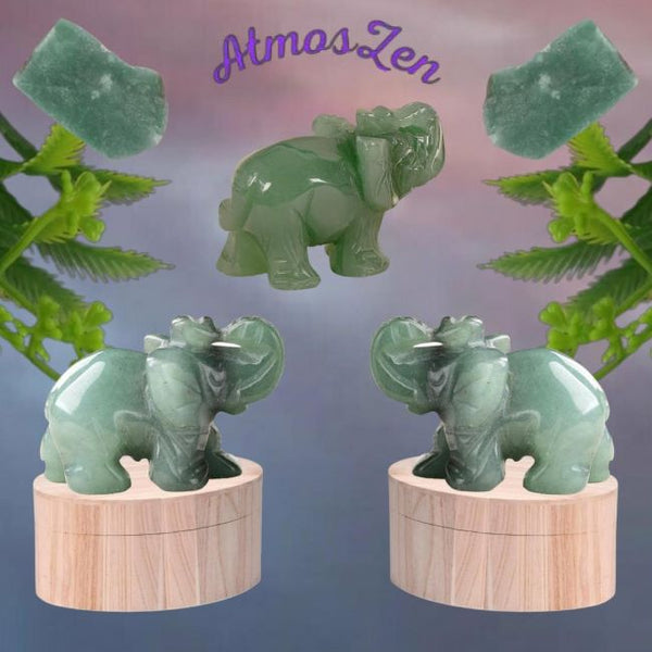 AVENTURINE et ŒIL de TIGRE - Pierres Naturelles Design Eléphant - Atmos-Zen