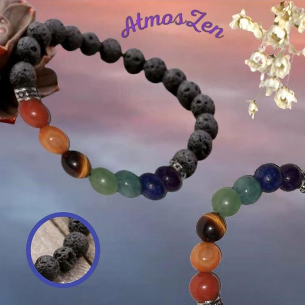 BRACELET 7 CHAKRAS et Pierre de Lave - Atmos-Zen