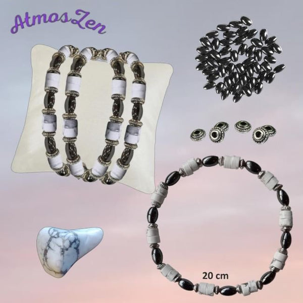 BRACELET / COLLIER en HOWLITE et HEMATITE faits main - Atmos-Zen