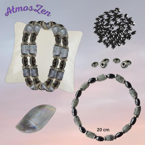 BRACELET / COLLIER en LABRADORITE et HEMATITE faits main - Atmos-Zen