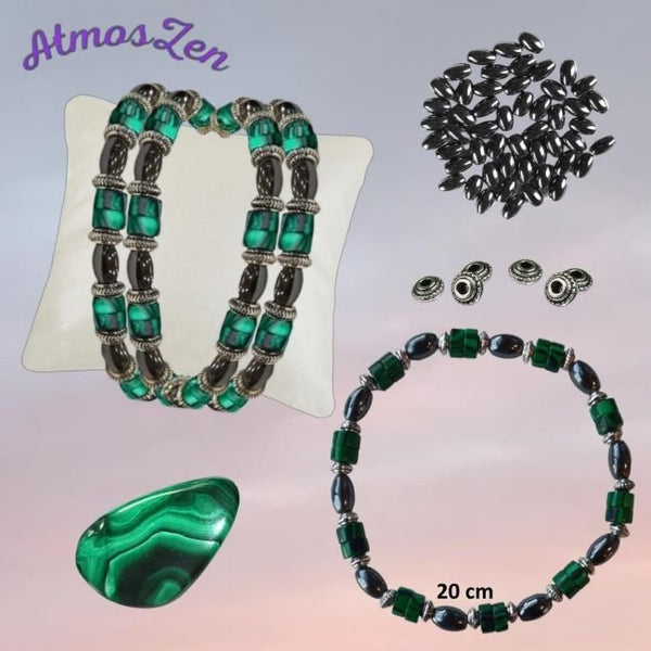 BRACELET / COLLIER en MALACHITE et HEMATITE faits main - Atmos-Zen