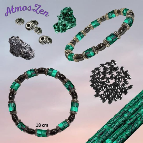 BRACELET / COLLIER en MALACHITE et HEMATITE faits main - Atmos-Zen