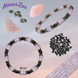 BRACELET / COLLIER en QUARTZ ROSE et HEMATITE faits main - Atmos-Zen