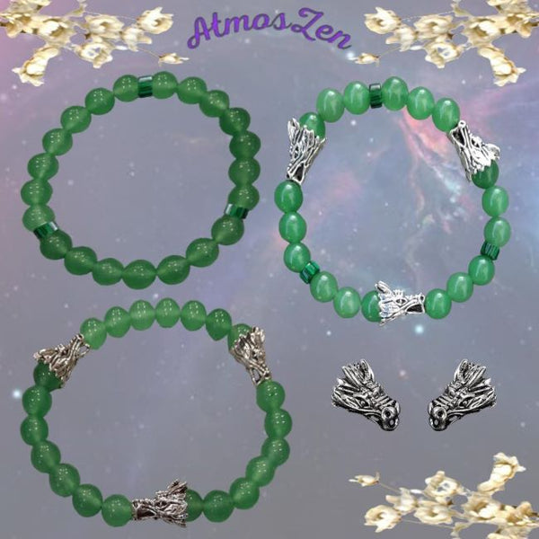 BRACELETS et COLLIER CHAKRA COEUR faits main - Véritables Perles Aventurine - Atmos-Zen