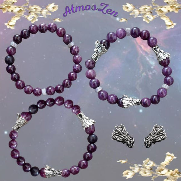 BRACELETS et COLLIER CHAKRA COURONNE faits main - Véritables Perles Améthyste - Atmos-Zen