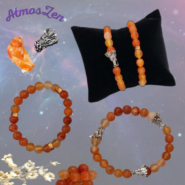 BRACELETS et COLLIER CHAKRA SACRE faits main - Véritables Perles Cornaline - Atmos-Zen