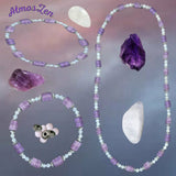 BRACELETS et COLLIER en PIERRE de LUNE et AMETHYSTE faits main - Atmos-Zen