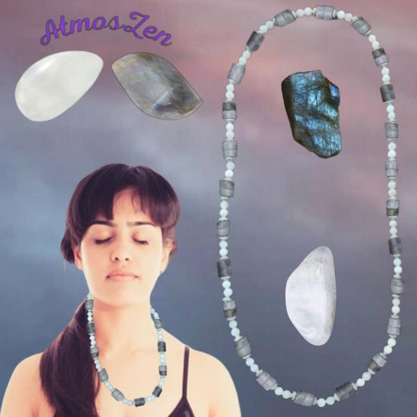 BRACELETS et COLLIER en PIERRE de LUNE et LABRADORITE faits main - Atmos-Zen