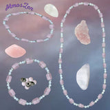 BRACELETS et COLLIER en PIERRE de LUNE et QUARTZ ROSE faits main - Atmos-Zen