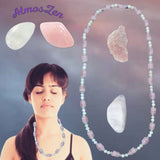 BRACELETS et COLLIER en PIERRE de LUNE et QUARTZ ROSE faits main - Atmos-Zen