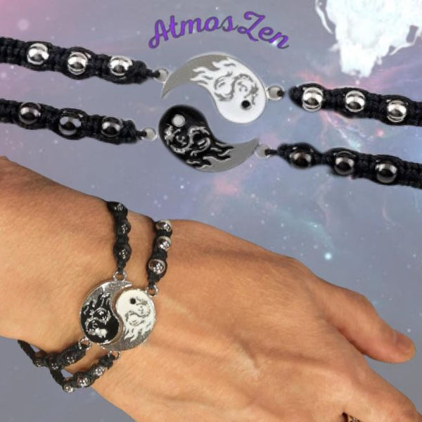 BRACELETS YIN-YANG GRAVURE DRAGON Ajustables - Atmos-Zen