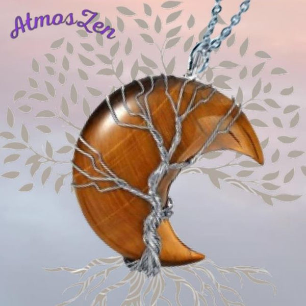 PENDENTIF Croissant de Lune et Arbre de Vie - Atmos-Zen