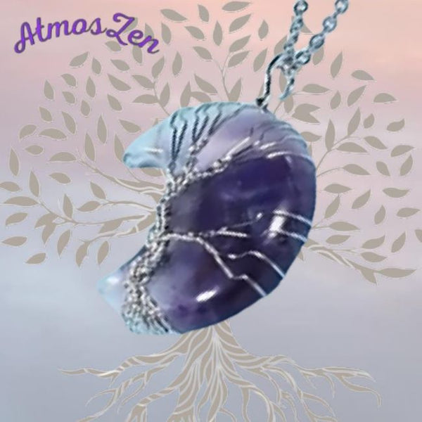 PENDENTIF Croissant de Lune et Arbre de Vie - Atmos-Zen