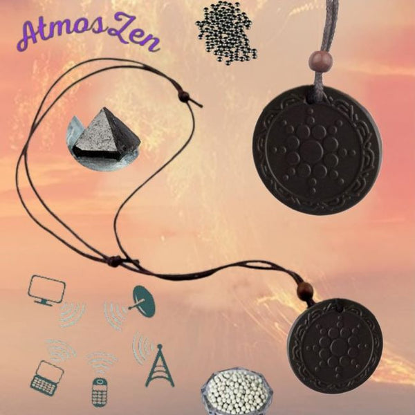 PENDENTIF ENERGIE QUANTIQUE et MAGNETIQUE en Ions Négatifs et Aimants Néodyme - Atmos-Zen