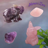 QUARTZ ROSE et AMETHYSTE - Pierres Naturelles Design Eléphant ou Pikachu - Atmos-Zen