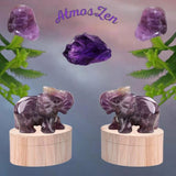 QUARTZ ROSE et AMETHYSTE - Pierres Naturelles Design Eléphant ou Pikachu - Atmos-Zen